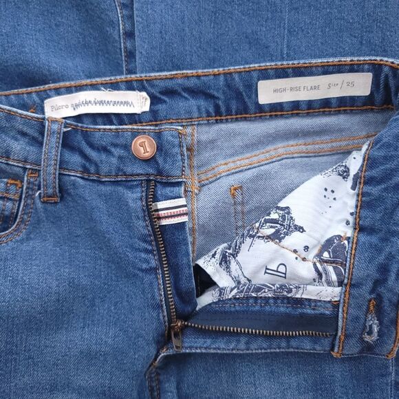 Pilcro and the Letterpress High Rise Flare Jeans Women's 25 Raw Hem OB712176 - Picture 7 of 8